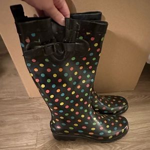 Polka dot rain boots